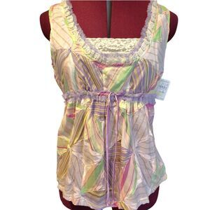 Chic Patchwork Sleeveless Summer blouse NWT Cynthia Steffe Size 6 Lightweight